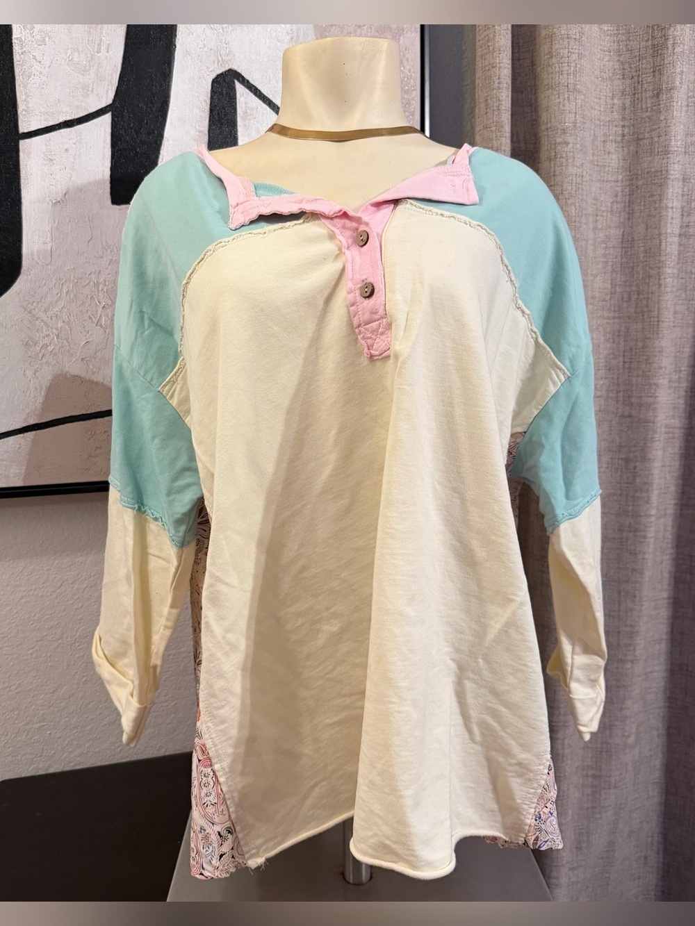 easel Pastel Lilac & White Oversized Top